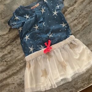 Blue Star Dress with Tulle Skirt - Billieblush